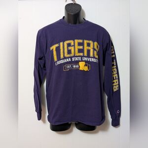 Men's Champion Purple LSU Tigers Long Sleeve Shirt Size Medium